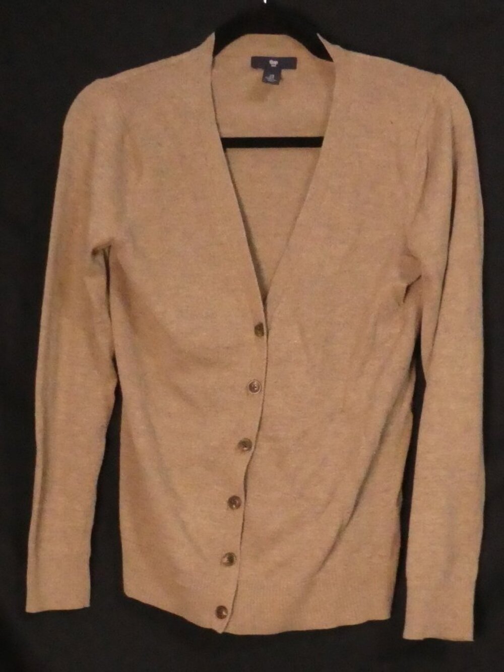 GAP V-Neck Button Front Cardigan Sweater Heather Mochaccino - Size Small